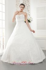 New A-line / Princess Sweetheart Floor-length Lace Beading Wedding Dress
