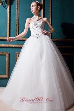Best Ball Gown Sweetheart Floor-length Tulle Beading Wedding Dress