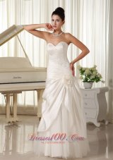 Sweetheart Beaded Bodice and Hand Made Flowers Tulle For Modest Wedding Dress