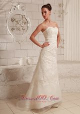 Sweetheart Lace and Organza Wedding Dress For Custom Made A-line Brush Train