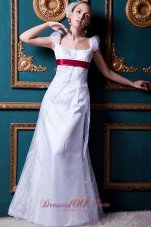 Formal Column Square Floor-length Taffeta and Organza Beading Wedding Dress