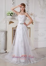 Custom Made Empire Sweetheart Lace Wedding Dress Cathedral Train Beading