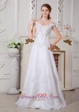 Brand New Wedding Dress A-line Off The Shoulder Appliques Floor-length Organza