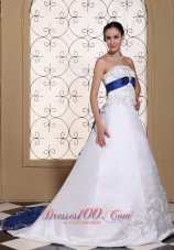 Embroidery With Beading In Satin Modest Chapel Train For 2013 Wedding Dress