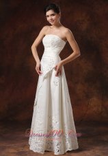 Custom Made Wedding Dress With Lace Over Skirt Strapless