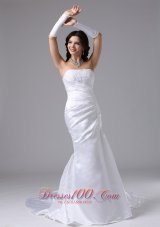 Column Strapless and Lace For Romantic Wedding Dress In Carson California Brush Train