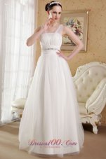 Perfect A-Line / Princess V-neck Brush Train Satin and Tulle Beading Wedding Dress
