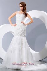 Fashionable Wedding Dress Mermaid Straps Court Train Lace