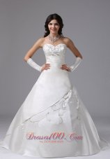 Ball Gown Wedding Dress In Century City California With Embroidery Brush Train