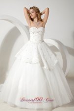 Pretty Wedding Dress Ball Gown Sweetheart Beading Floor-length Tulle