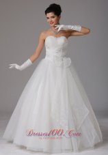 Custom Made Romantic A-line Sweetheart Beading and Ruch Wedding Dress With Bows