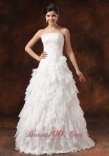 Ruffles Embroidery Decorate Bodice For 2013 Wedding Dress Custom Made