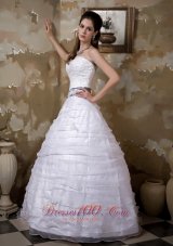 Beautiful Wedding Dress A-line Sweetheart Appliques Floor-length Taffeta and Organza