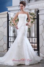 Popular Wedding Dress Belt Mermaid Strapless Court Train Lace
