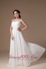 Popular Empire Strapless Beach Wedding Dress Tulle Appliques Floor-length