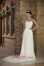 Simple Empire Sweetheart Court Train Chiffon Beading Wedding Dress