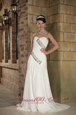 Custom Made Column Sweetheart Court Train Chiffon Beading Wedding Dress