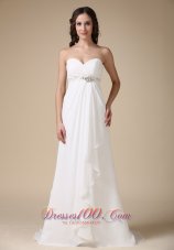 Elegant Empire Sweetheart Brush Train Chiffon Beading Wedding Dress