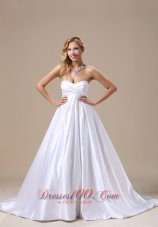 A-line Wedding Dress With Satin Sweetheart Brush Train