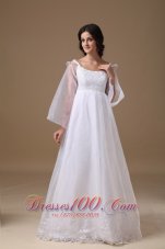 Beautiful A-line Scoop Floor-length Organza Lace Wedding Dress