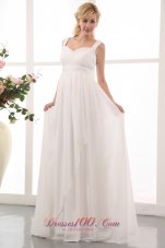 Beautiful Empire Straps Maternity Wedding Dress Brush Train Chiffon Beading