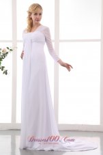 Formal Empire Square Maternity Wedding Dress Court Train Chiffon Ruch