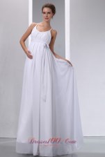 Elegant Empire Scoop Maternity Wedding Dress Chiffon Ruch Floor-length