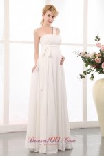 Beauty Empire One Shoulder Maternity Wedding Dress Chiffon Sash Floor-length