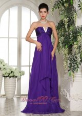 2013 Stylish V-neck Eggplant Purple 2013 Prom Celebrity Dress With Ruch In Oklahoma