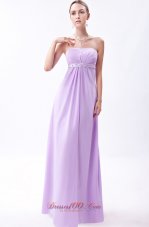 2013 Lavender Empire Strapless Floor-length Chiffon Embroidery Bridesmaid Dress