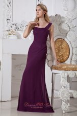 2013 Dark Purple Column One Shoulder Brush Train Chiffon Prom / Evening Dress