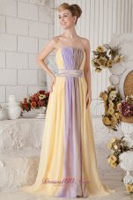 2013 Yellow and Lilac Colorful Empire Strapless Chiffon Prom Dress