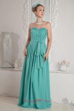 2013 Turquoise Empire Sweetheart Ruch and Sash Prom Dress Floor-length Chiffon