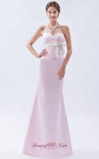 2013 Baby Pink Mermaid Sweetheart Floor-length Satin Bow Bridesmaid Dress