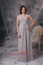 2013 Customize Grey Column One Shoulder Mother Of The Bride Dress Chiffon Ruch Floor-length