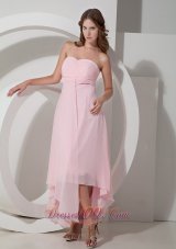 Cheap Customize Baby Pink Empire Sweetheart Bridesmaid Dress Asymmetrical Chiffon