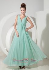 Cheap The Most Popular Apple Green Empire V-neck Prom / Evening Dress Chiffon Beading Floor-length