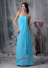 Cheap Beautiful Baby Blue Empire Strapless Homecoming Dress Chiffon Floor-length