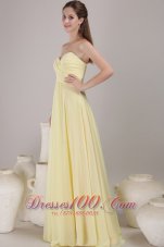 Cheap Yellow Empire Sweetheart Neck Floor-length Chiffon Ruch Bridesmaid Dress
