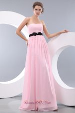 Cheap Elegant Baby Pink Empire Strapless Belt Bridesmaid Dress Chiffon