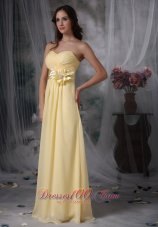 Cheap Pretty Light Yellow Cheap Bridesmaid Dress Empire Sweetheart Chiffon Hand Made Flower