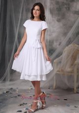 Cheap Customize Empire Bateau Short Wedding Dress Chiffon Knee-length