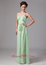 Apple Green Sash V-neck Straps Chiffon Mother Of The Bride Dress For Custom Made In Bainbridge Georgia