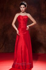 Red Empire Sweetheart Homecoming Dress Taffeta Ruch Floor-length