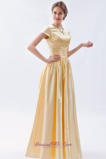 Champagne Column / Sheath Scoop Prom Dress Taffeta Floor-length