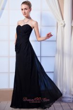 Black Empire Sweetheart Floor-length Chiffon Ruch Bridesmaid Dress