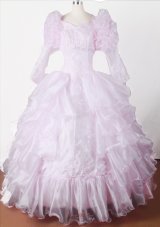 Embroidery With Beading Beautiful Ball Gown Little Girl Pageant Dress V-neck Floor-length