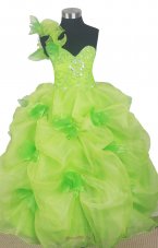 Beading Cute Ball Gown Little Gril Pageant Dress One Shoulder Floor-length  Pageant Dresses