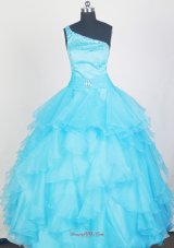 2013 Lovely Aqua Blue Little Girl Pageant Dress With Ruffles and Beading