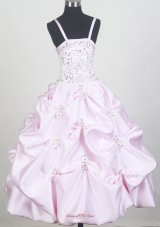 Beaded Decorate Bodice and Pick-ups For Baby Pink Little Girl Pageant Dresses  Pageant Dresses